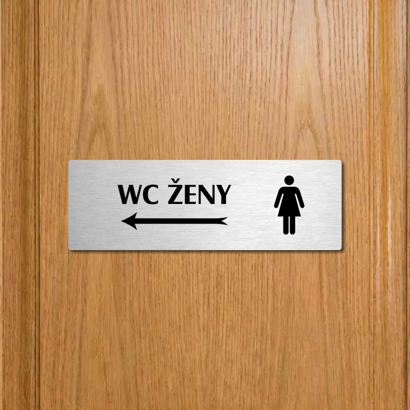 WC ženy vlevo, 240x79mm, stříbrná popiska 
